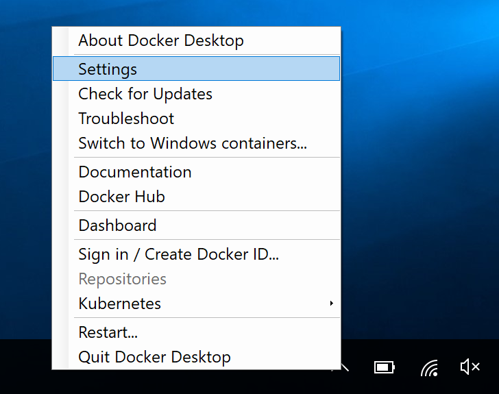 Docker menu