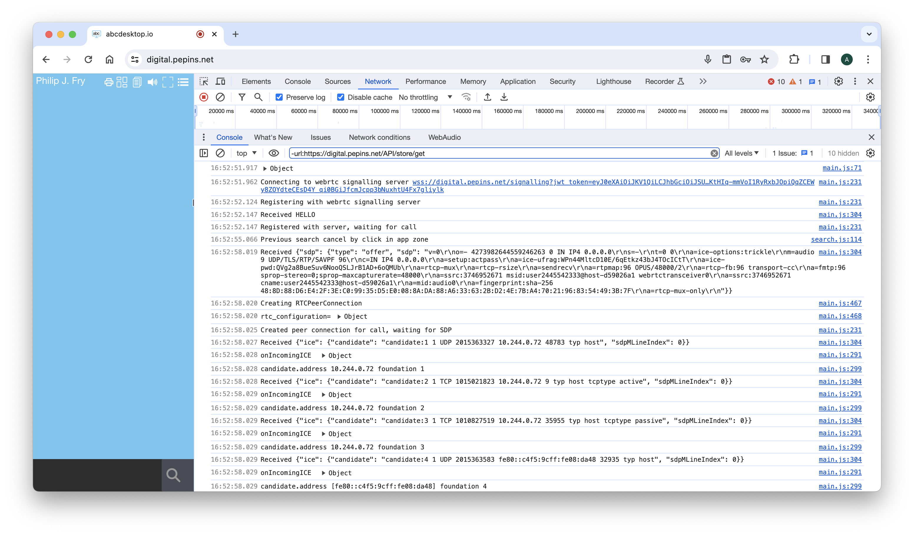 webrtc sound console