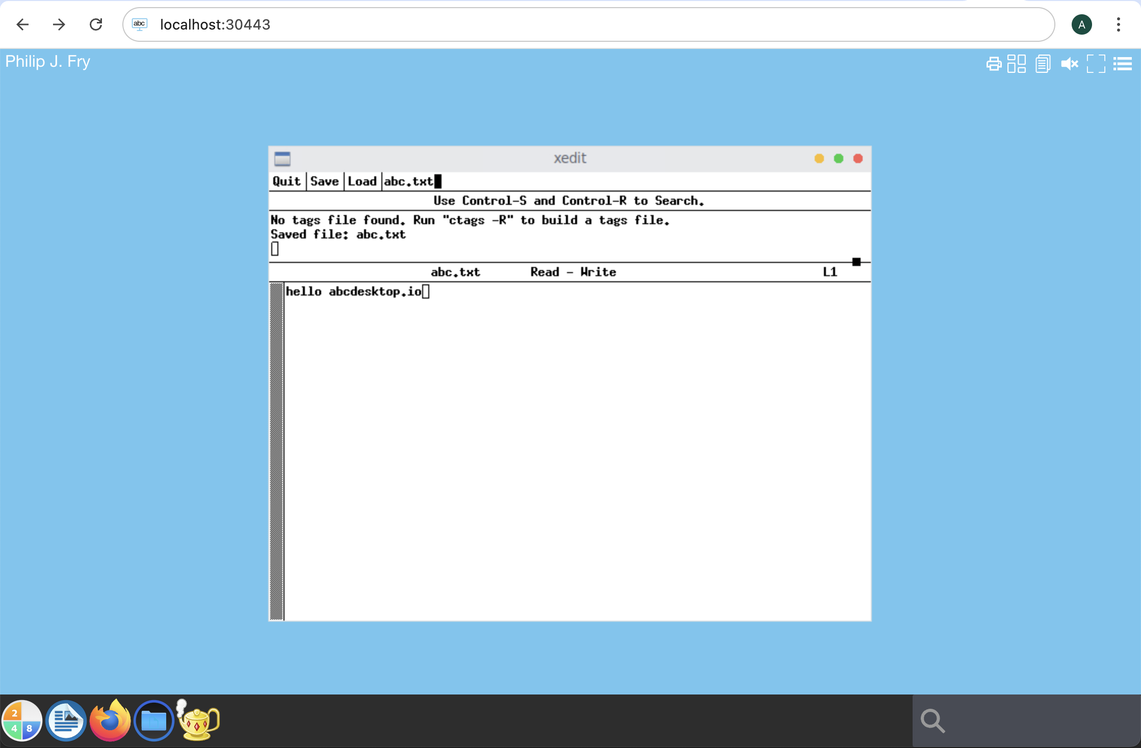 SAve new file in the new application xedit