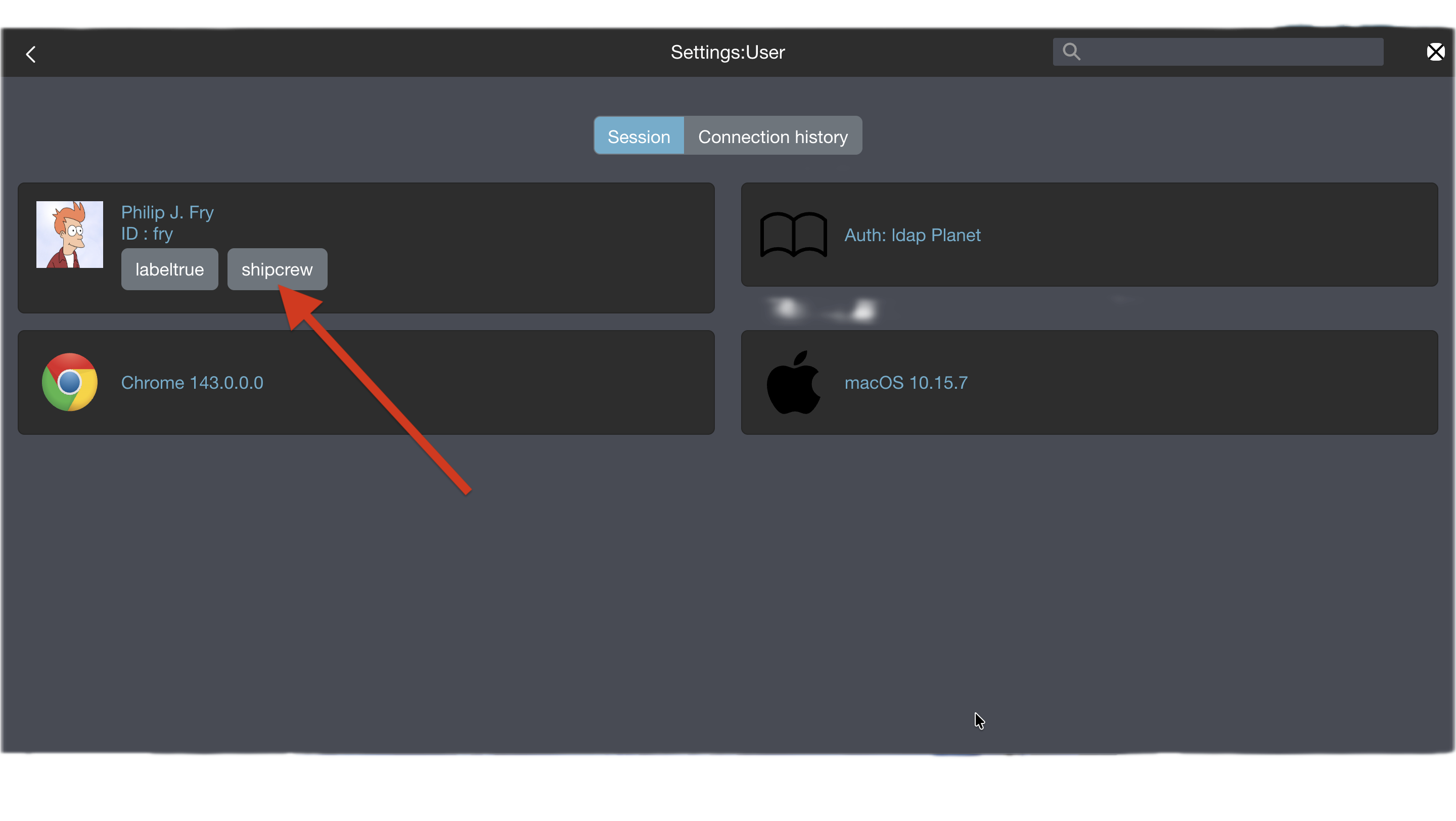 labels for user Philip J. Fry