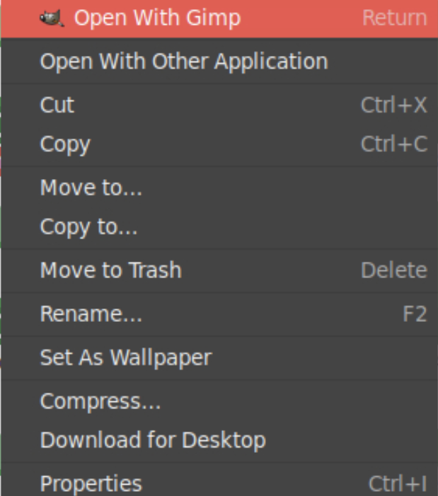 Open with Gimp