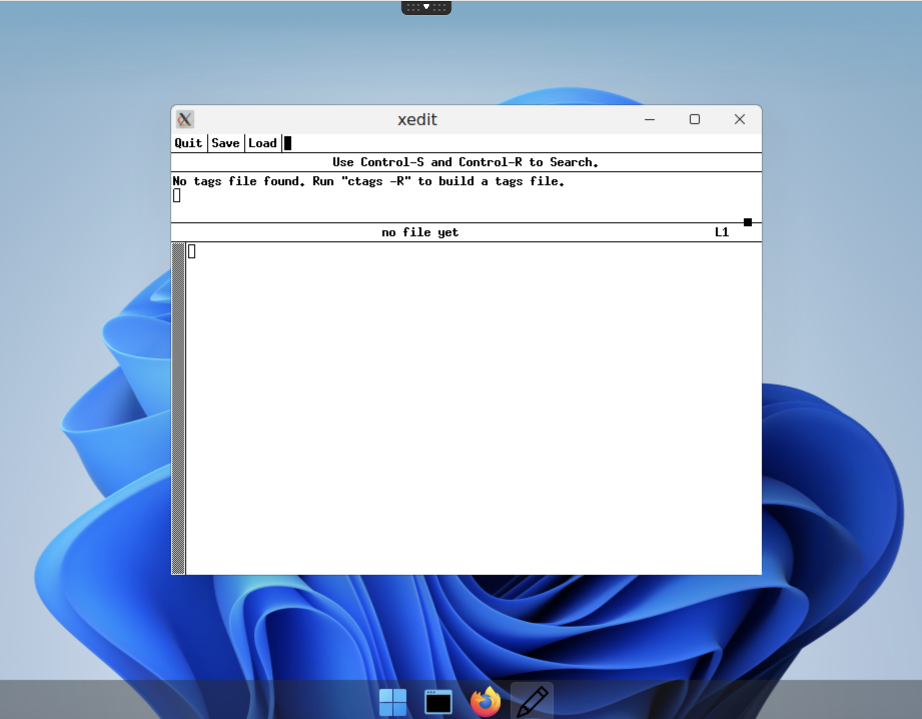 Start the new application xedit