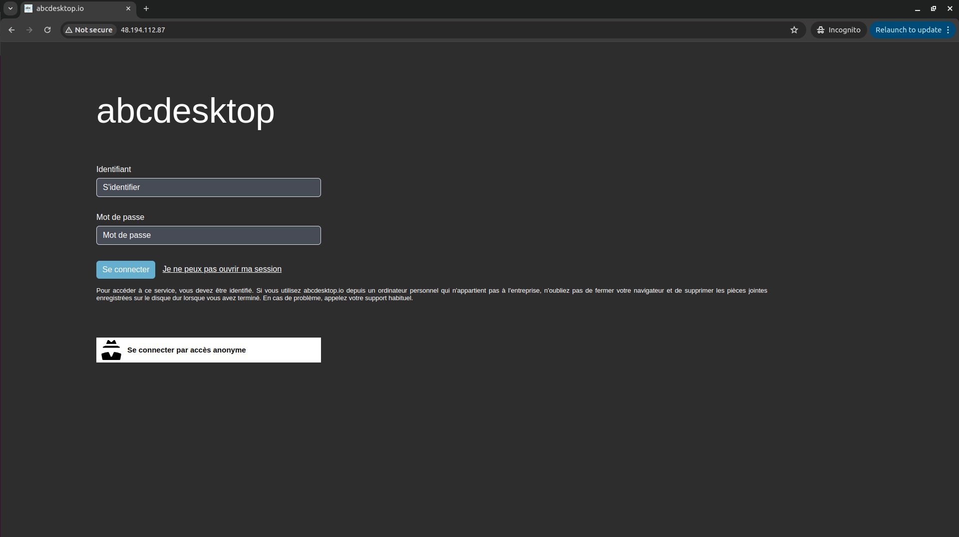 web browser to reach your abcdesktop service