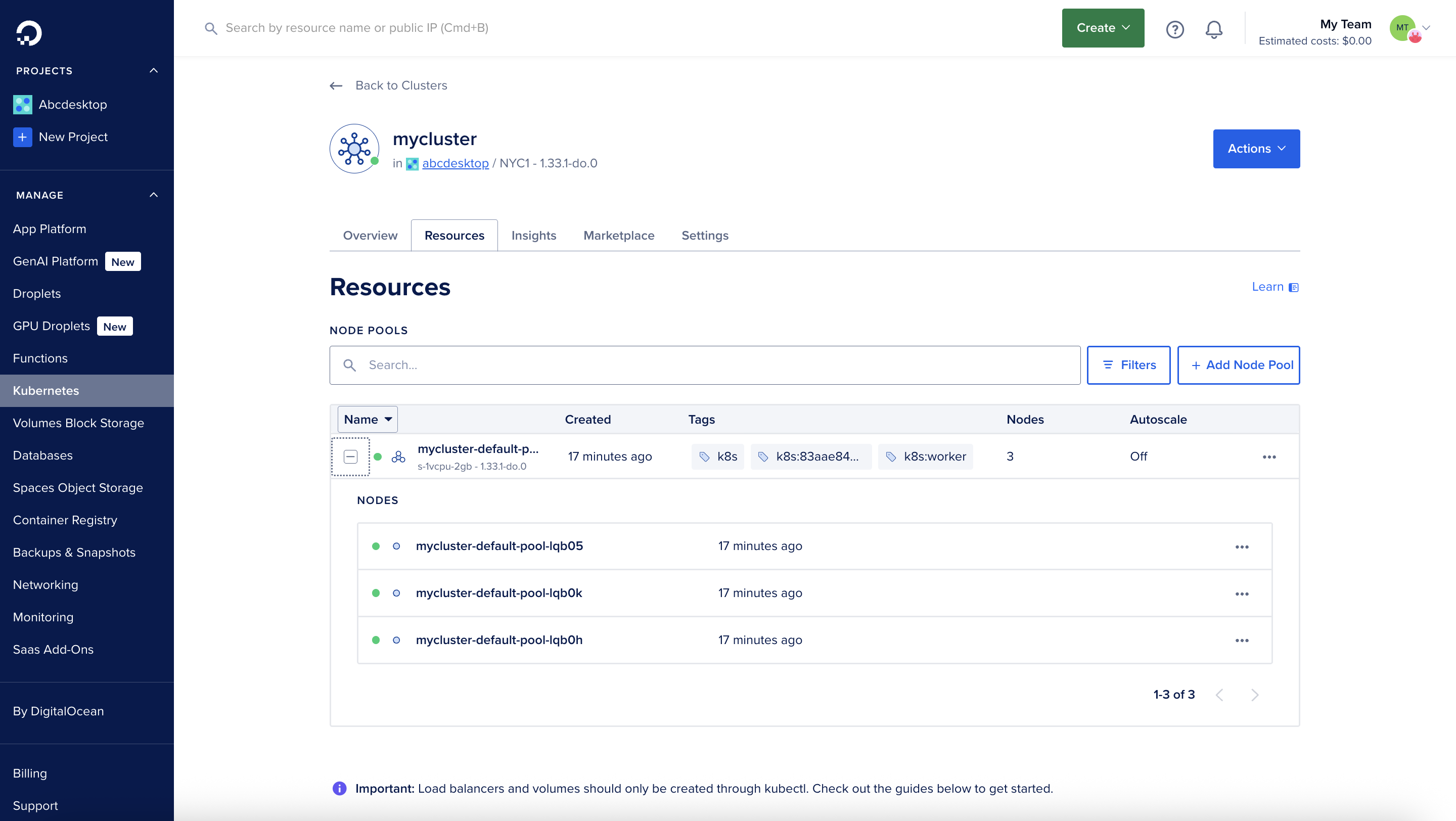 digital ocean console overview