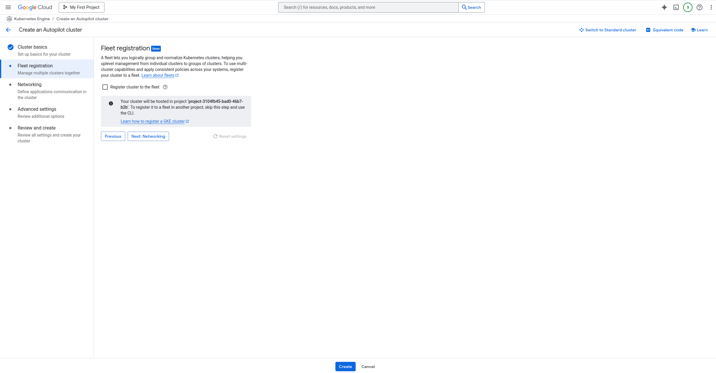 cluster setup step 2