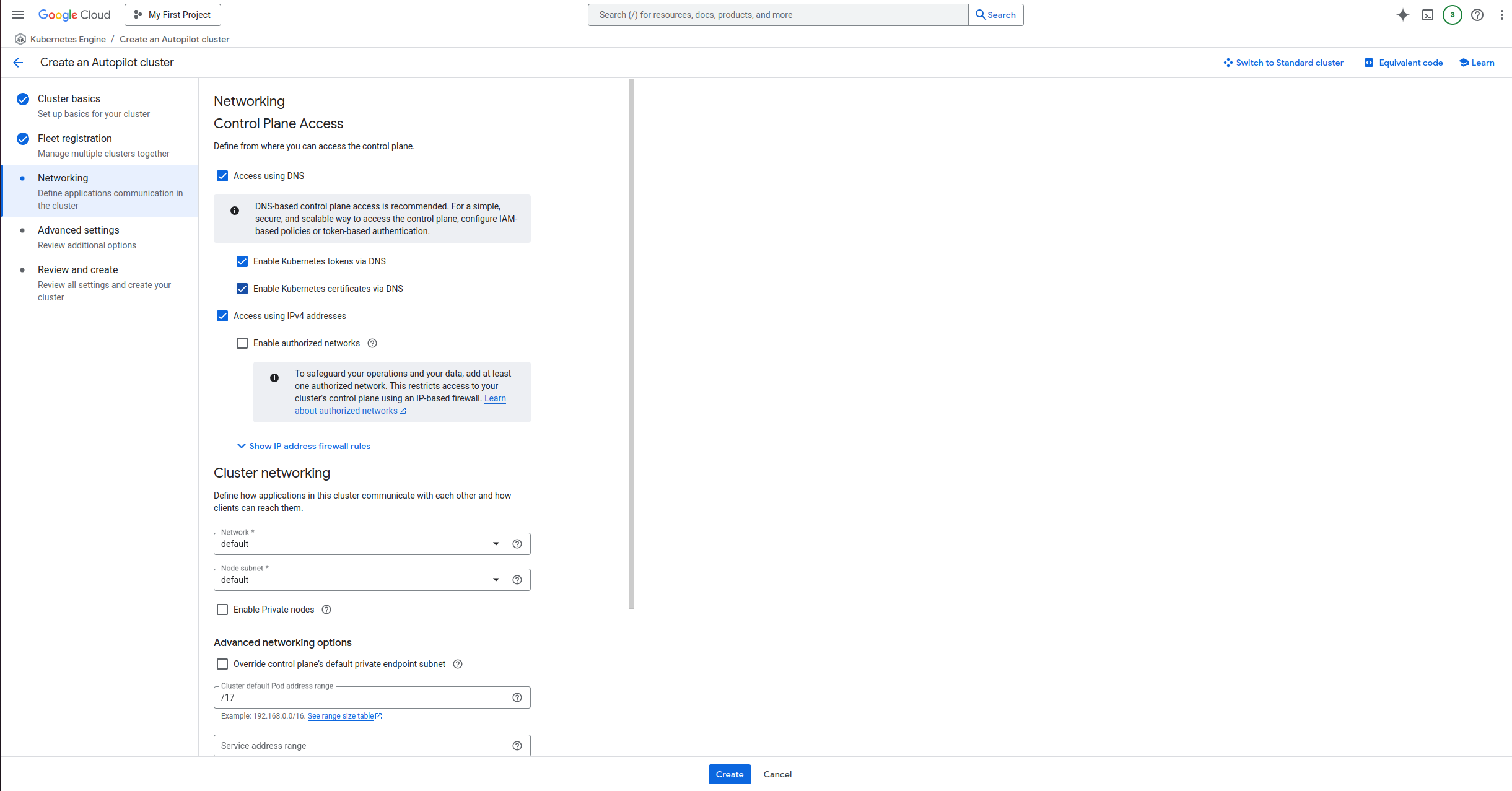 cluster setup step 3-1