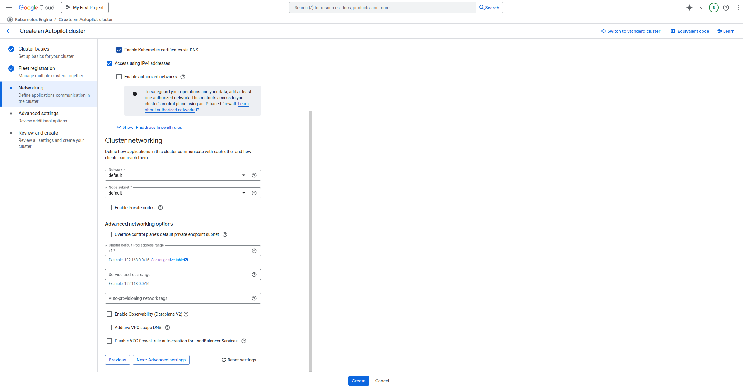cluster setup step 3-2
