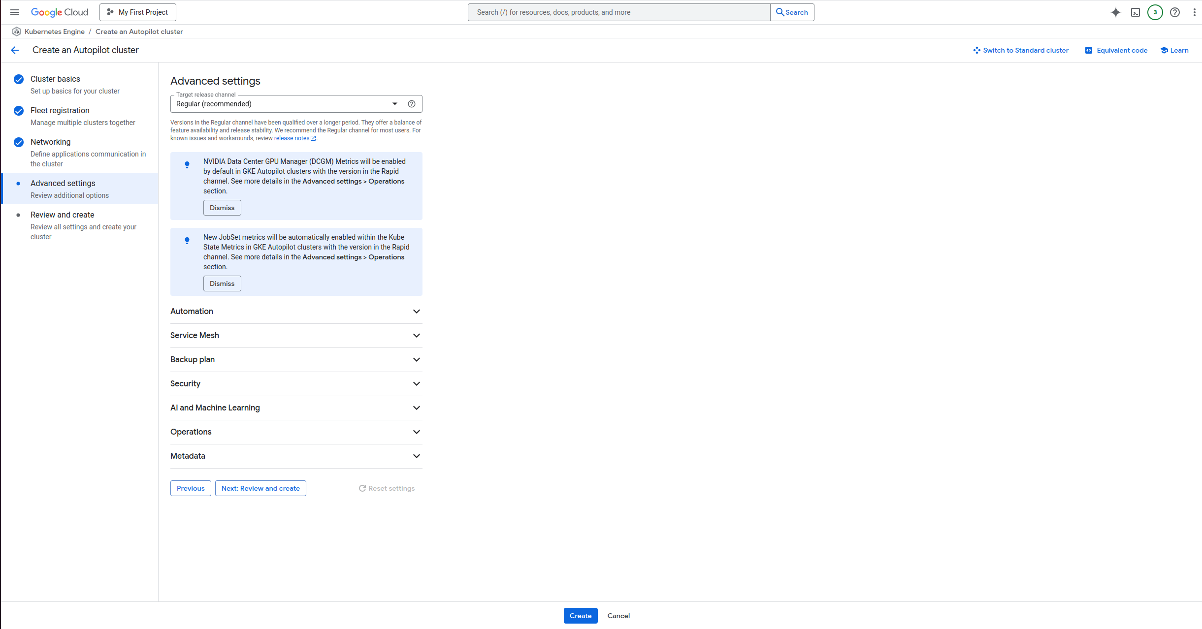 cluster setup step 4
