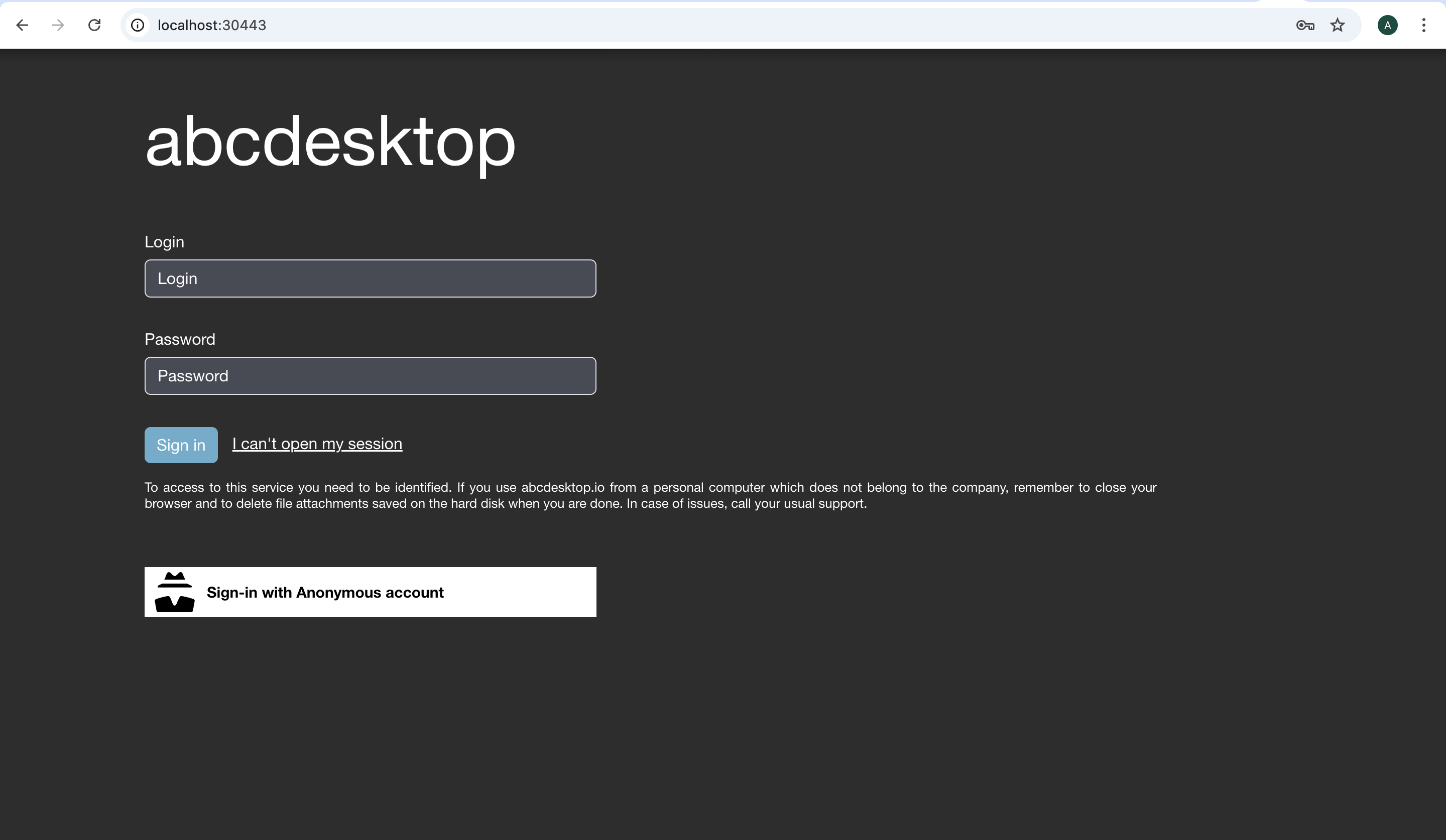 abcdesktop login