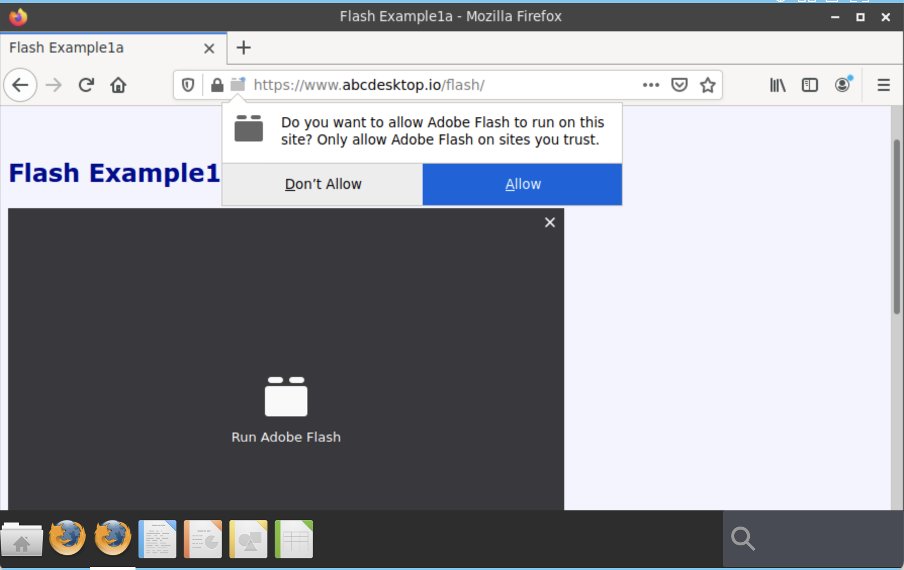 Allow Adobe Flash to run