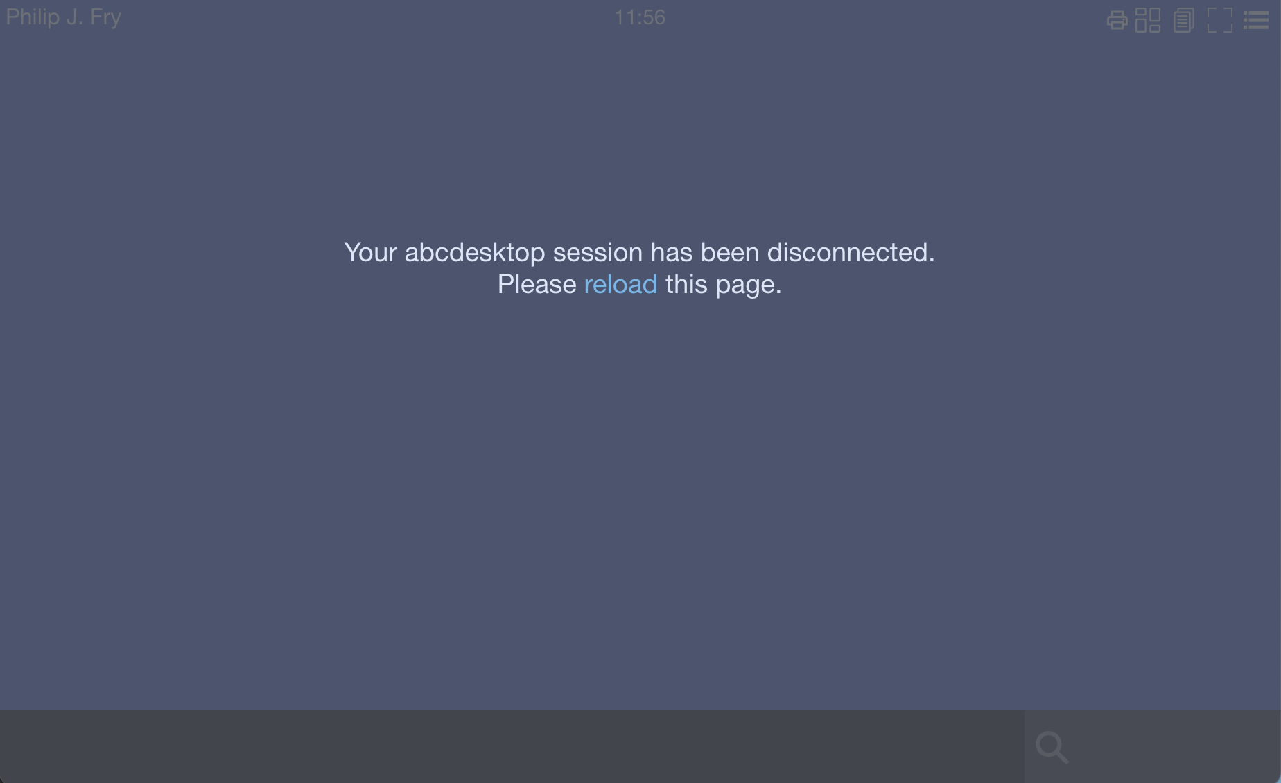 abcdesktop session has been disconnected