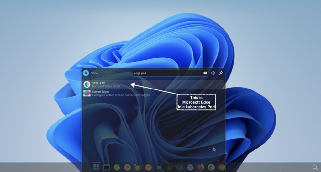 Start Microsoft Edge in a pod